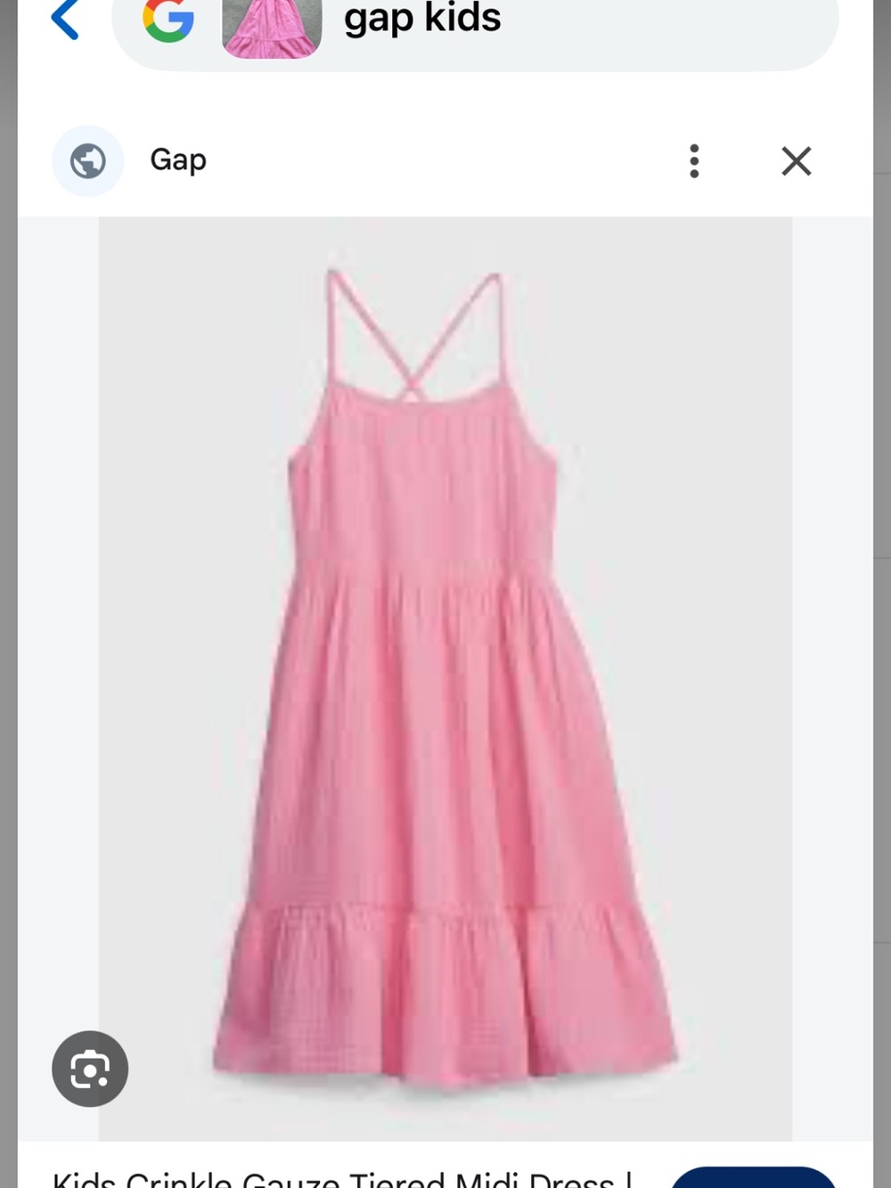GAP Girls Pink Crinkle Gauze Tiered Spaghetti-Strap Dress